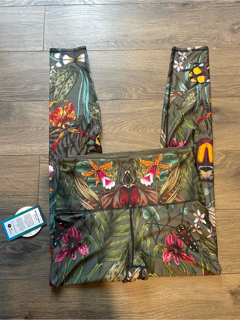 Yoga Democracy Green Multi Floral Jungle Print Leggings